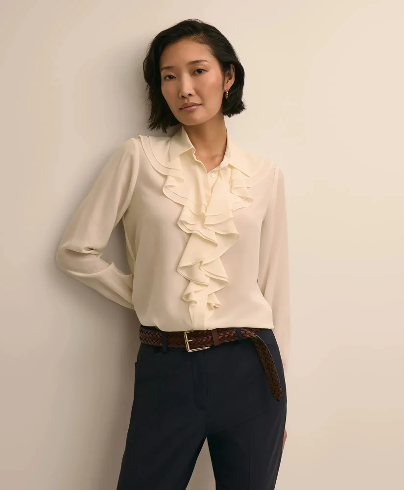 Silk Ruffle-Detail Blouse - 1