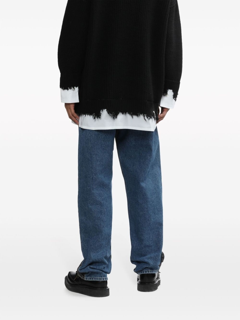panelled mid-rise straight-leg jeans - 4