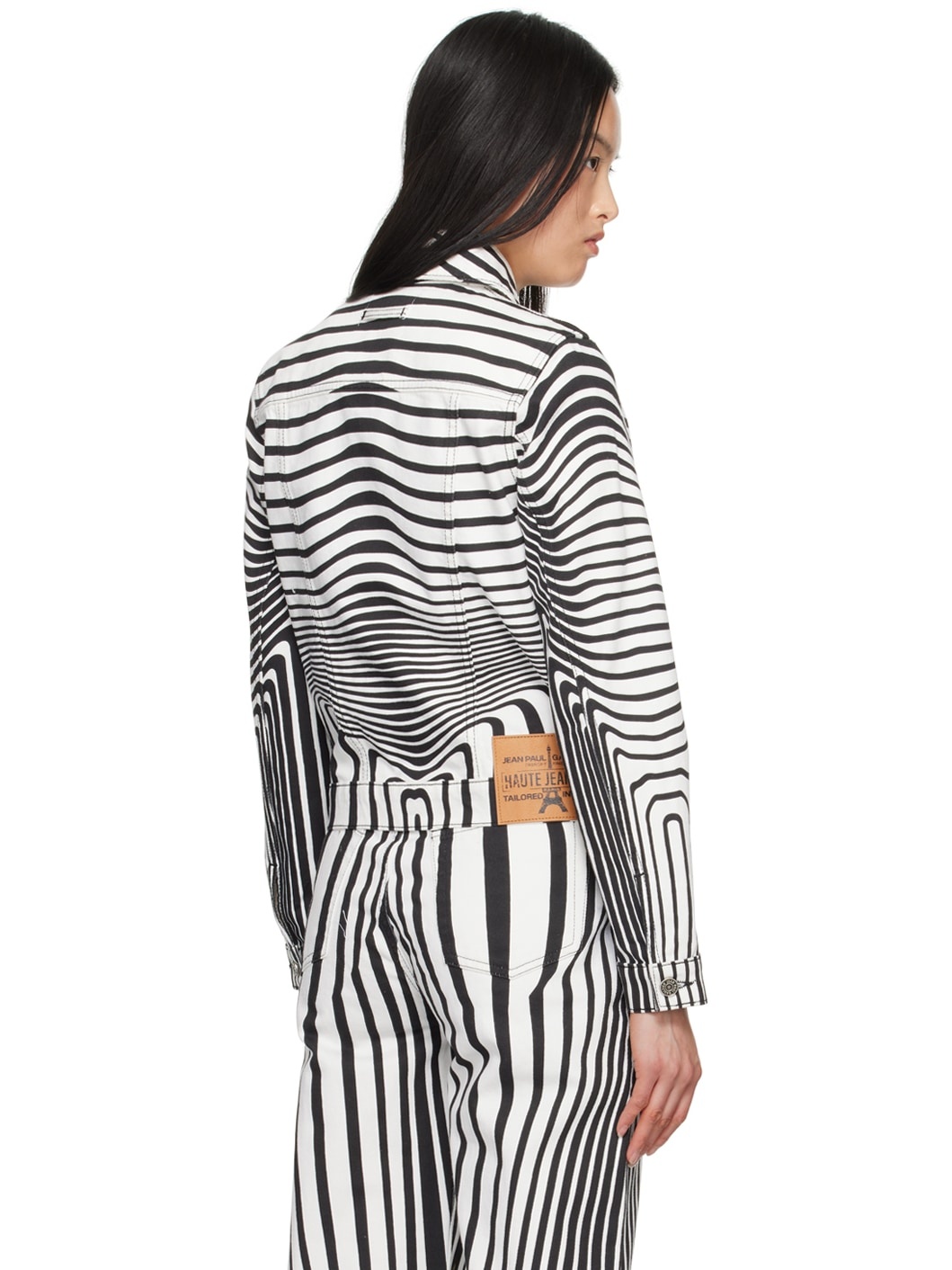 White Printed Denim Jacket - 3