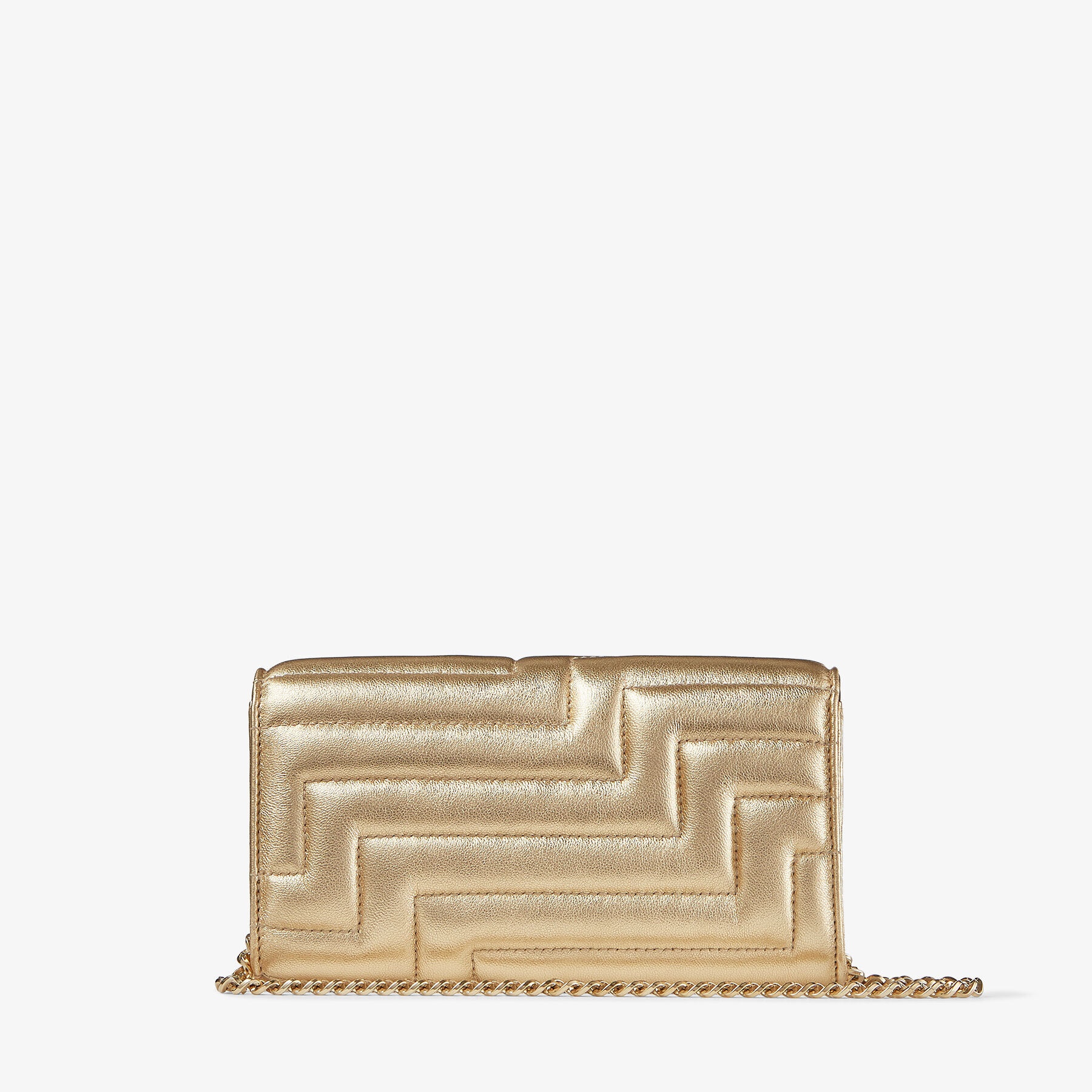 Varenne Avenue Wallet W/Chain
Gold Quilted Metallic Nappa Wallet with Crystal Bar - 7