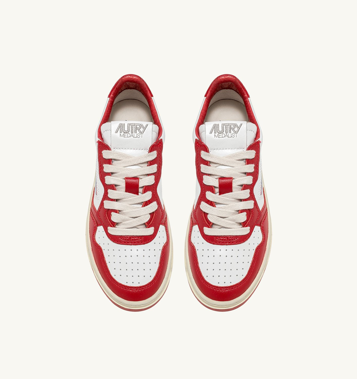 MEDALIST LOW BICOLOR SNEAKERS IN WHITE AND RED LEATHER - 5