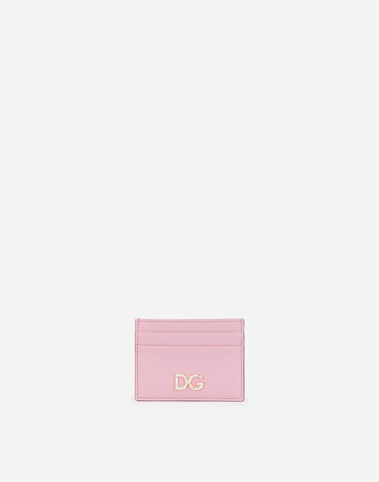 Dauphine calfskin card holder with rhinestone DG logo - 1