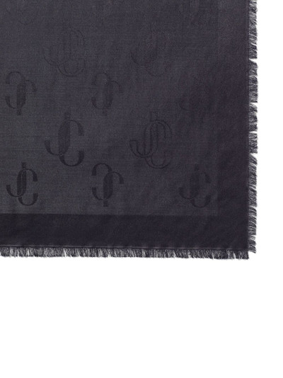 JIMMY CHOO Emani monogram-jacquard silk-blend scarf outlook