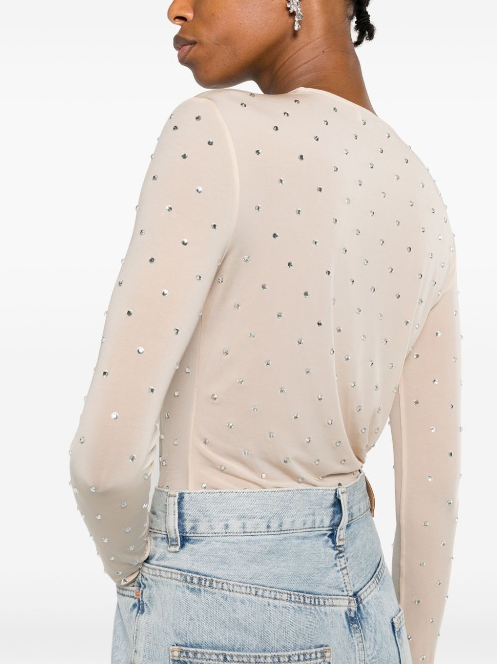 crystal-embellished semi-sheer top - 5