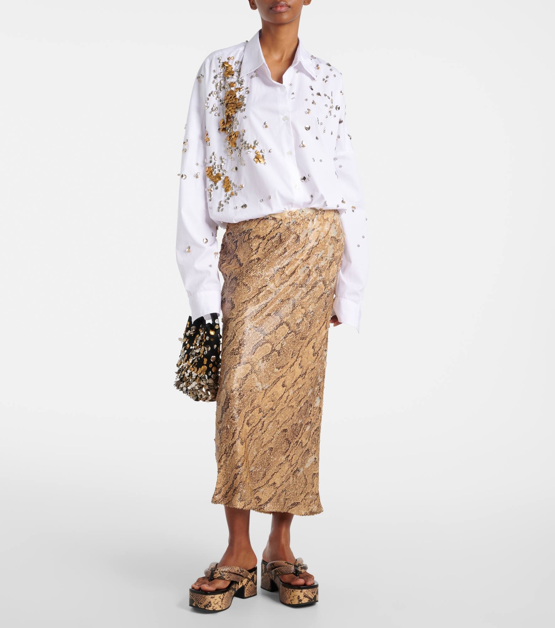 Sequined snake-effect pencil skirt - 2
