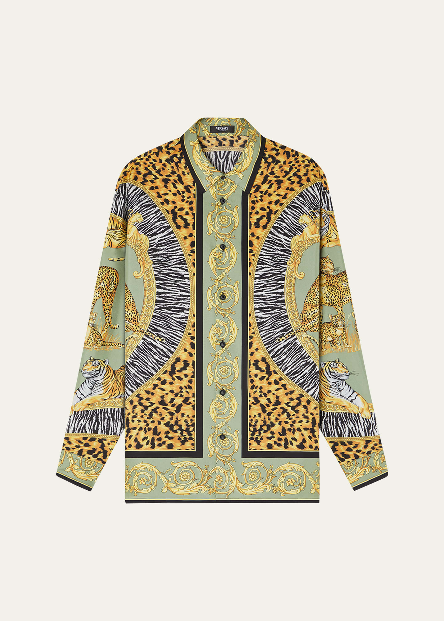 Men's Wild Cats Silk Button-Down Shirt - 1
