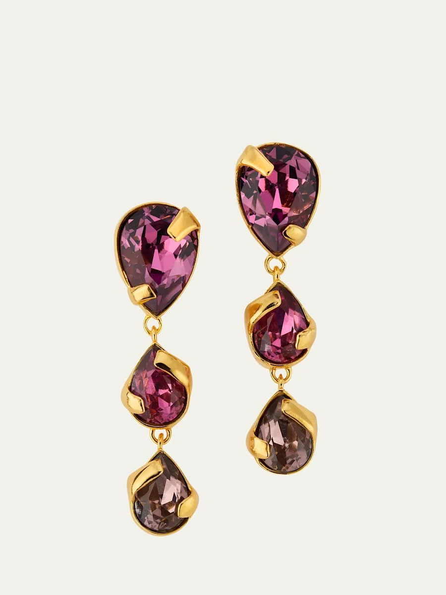 Pear Rhinestone Drop Earrings - 1