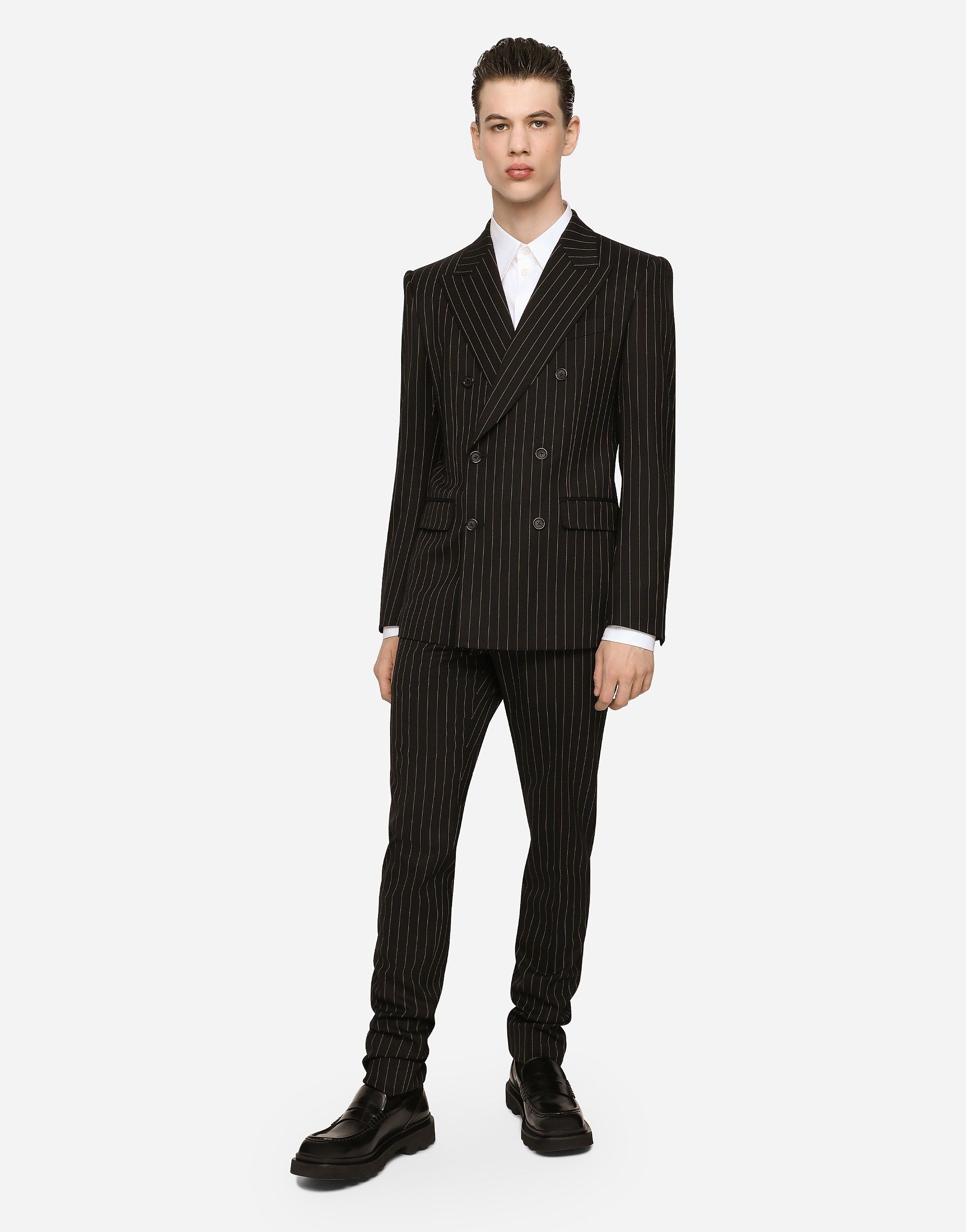 Double-breasted pinstripe stretch wool Sicilia-fit suit - 2