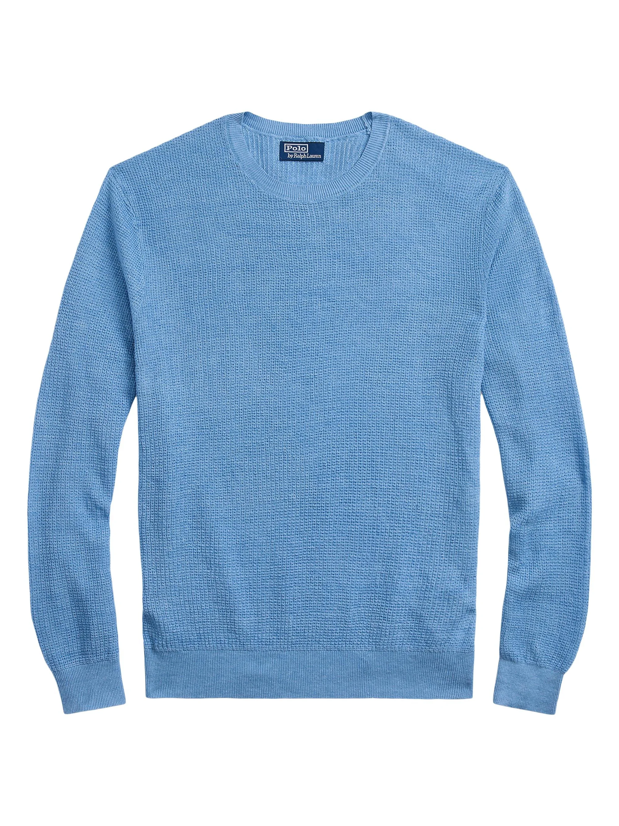 Men's Linen Knit Crewneck Sweater - Dusty Light Blue - 1