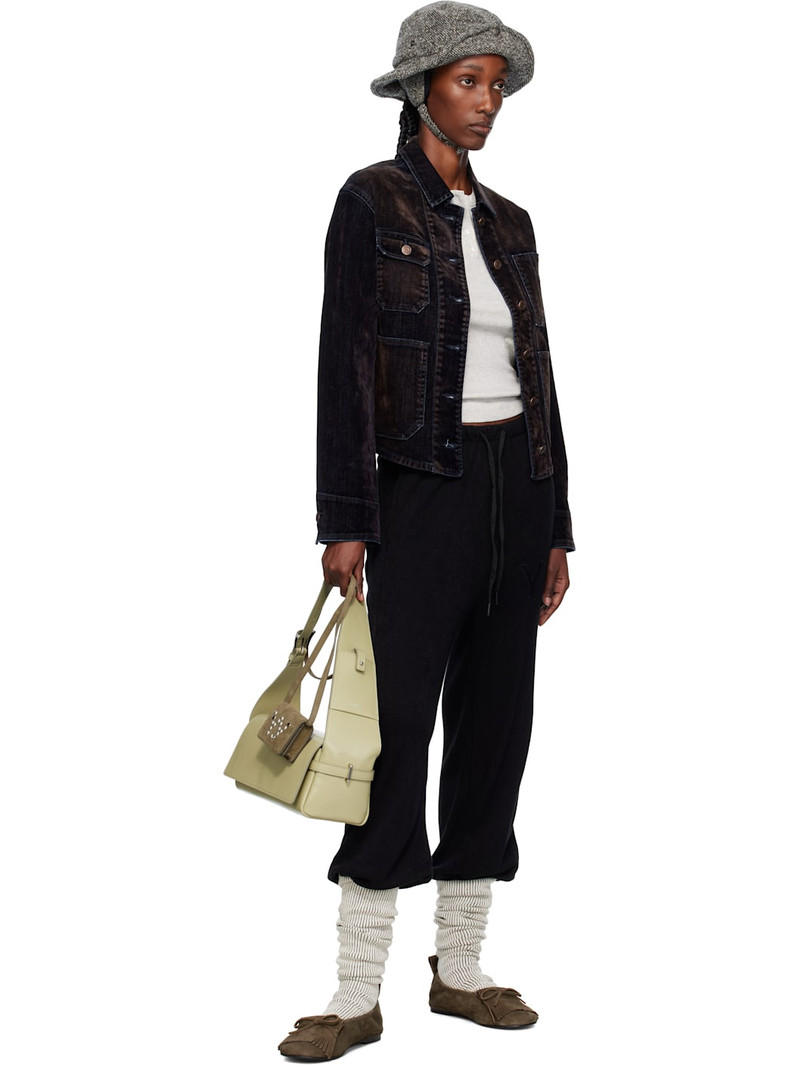 OPEN YY Black Velvet Denim Trucker Jacket outlook