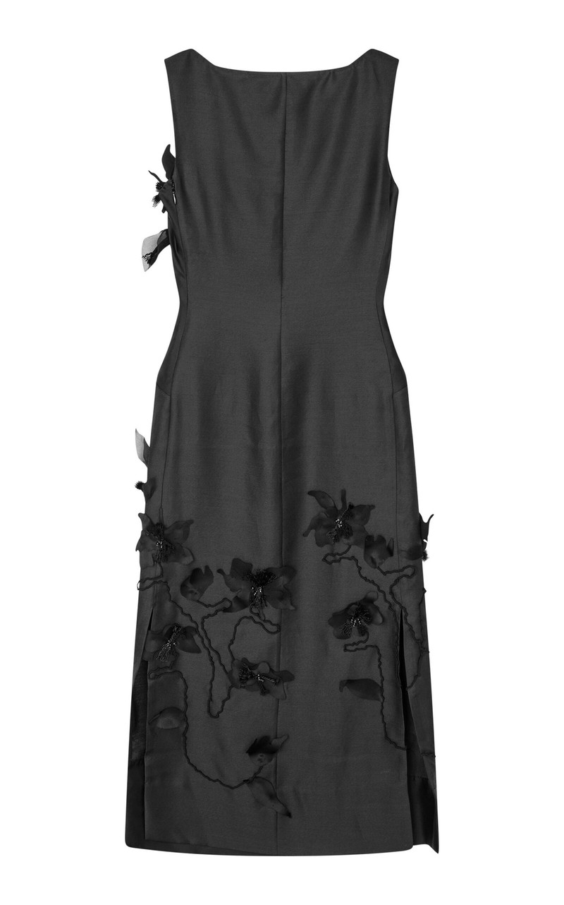 Dove Atelier Silk-Wool Twill Midi Dress black 7