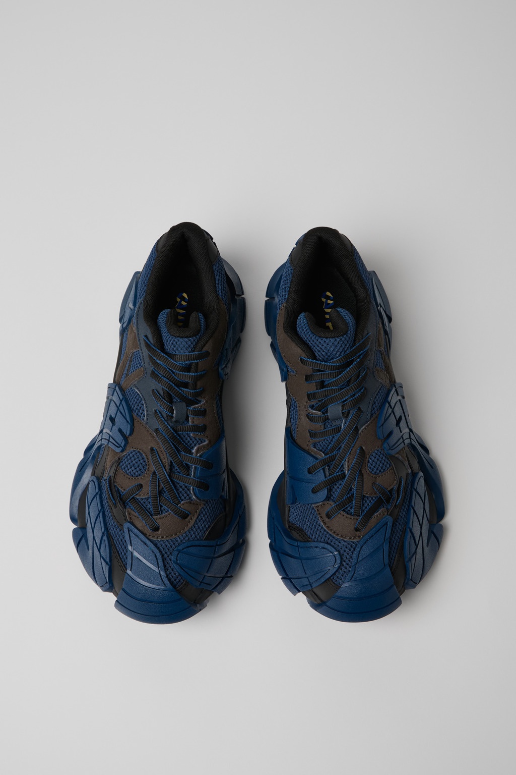 Blue and Gray-Black Textile Sneakers - 4