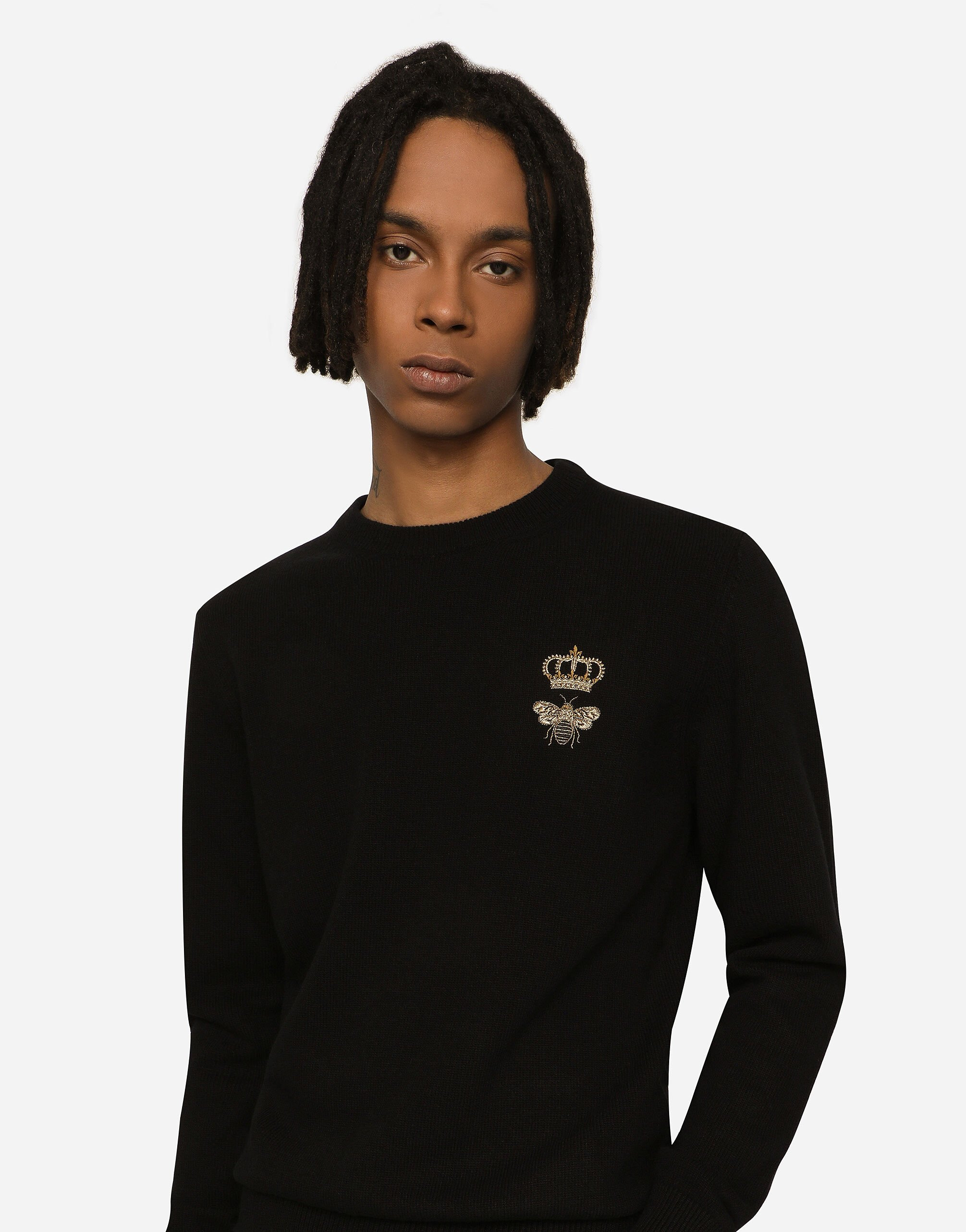 Round-neck wool sweater with embroidery - 5