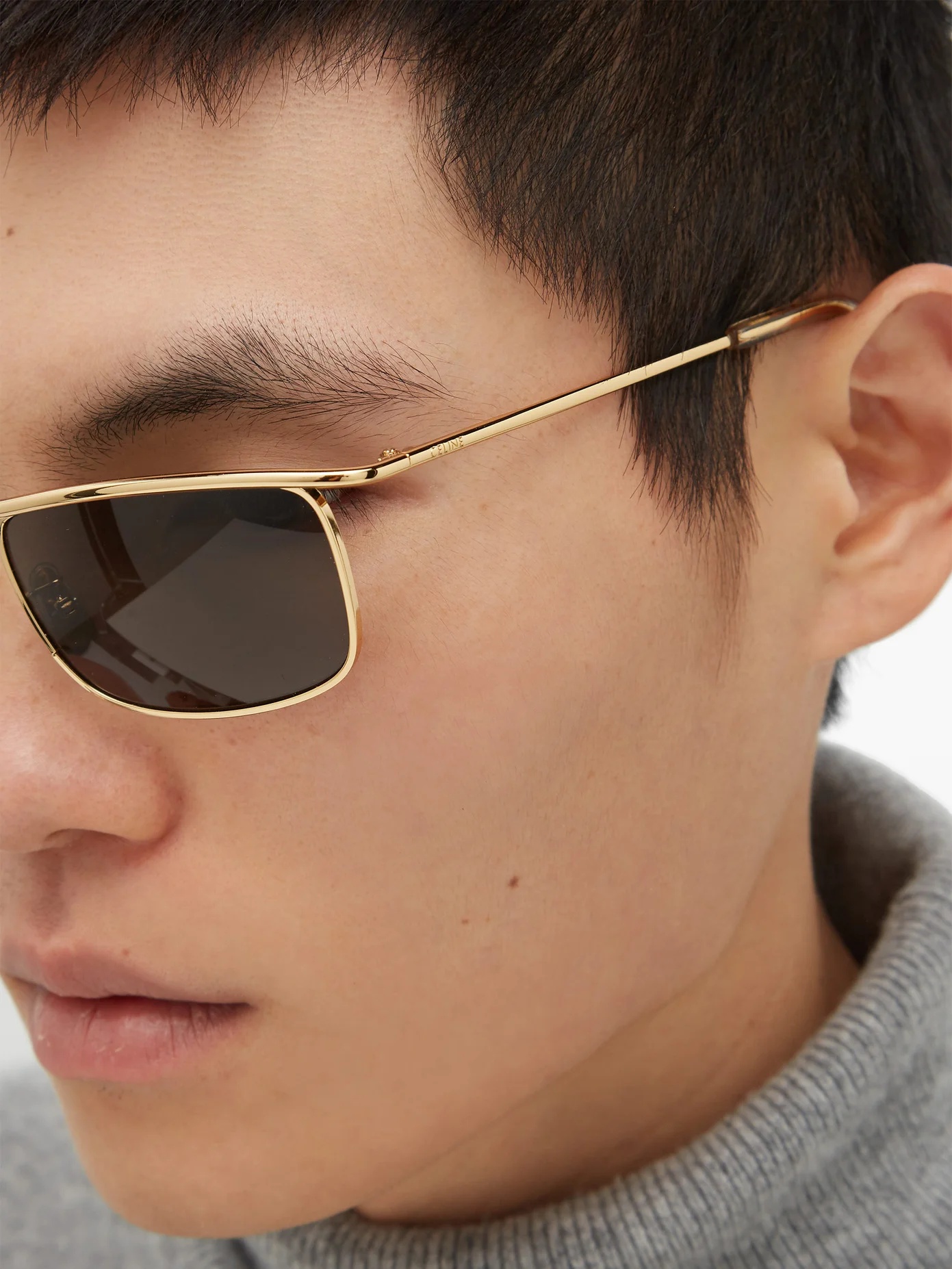 Rectangular metal sunglasses - 3