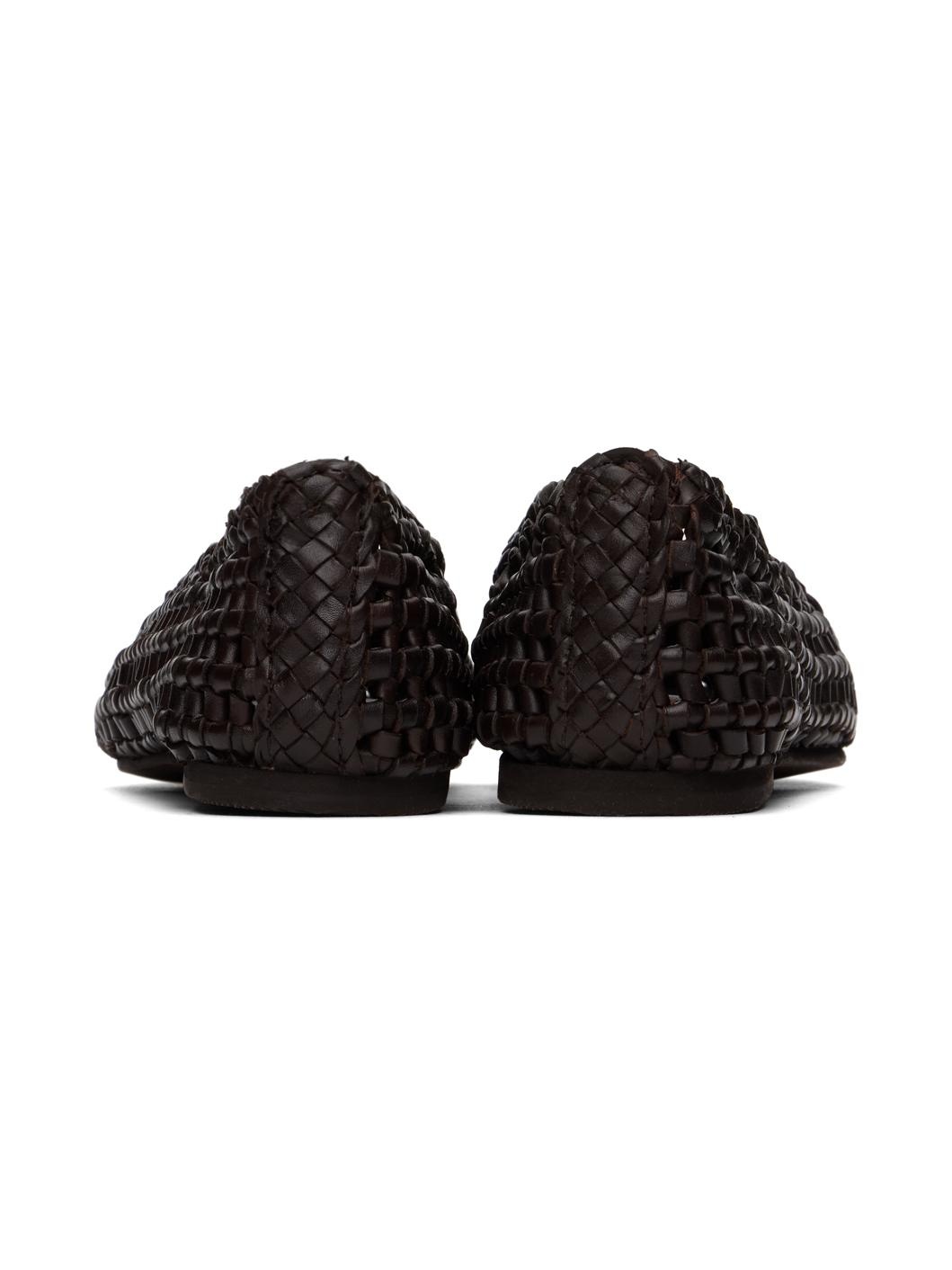 Brown Macrame Mesh Ballerina Flats - 2