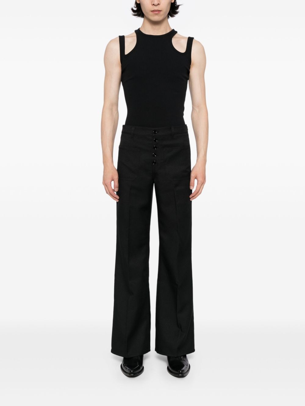 wide-leg twill trousers - 2
