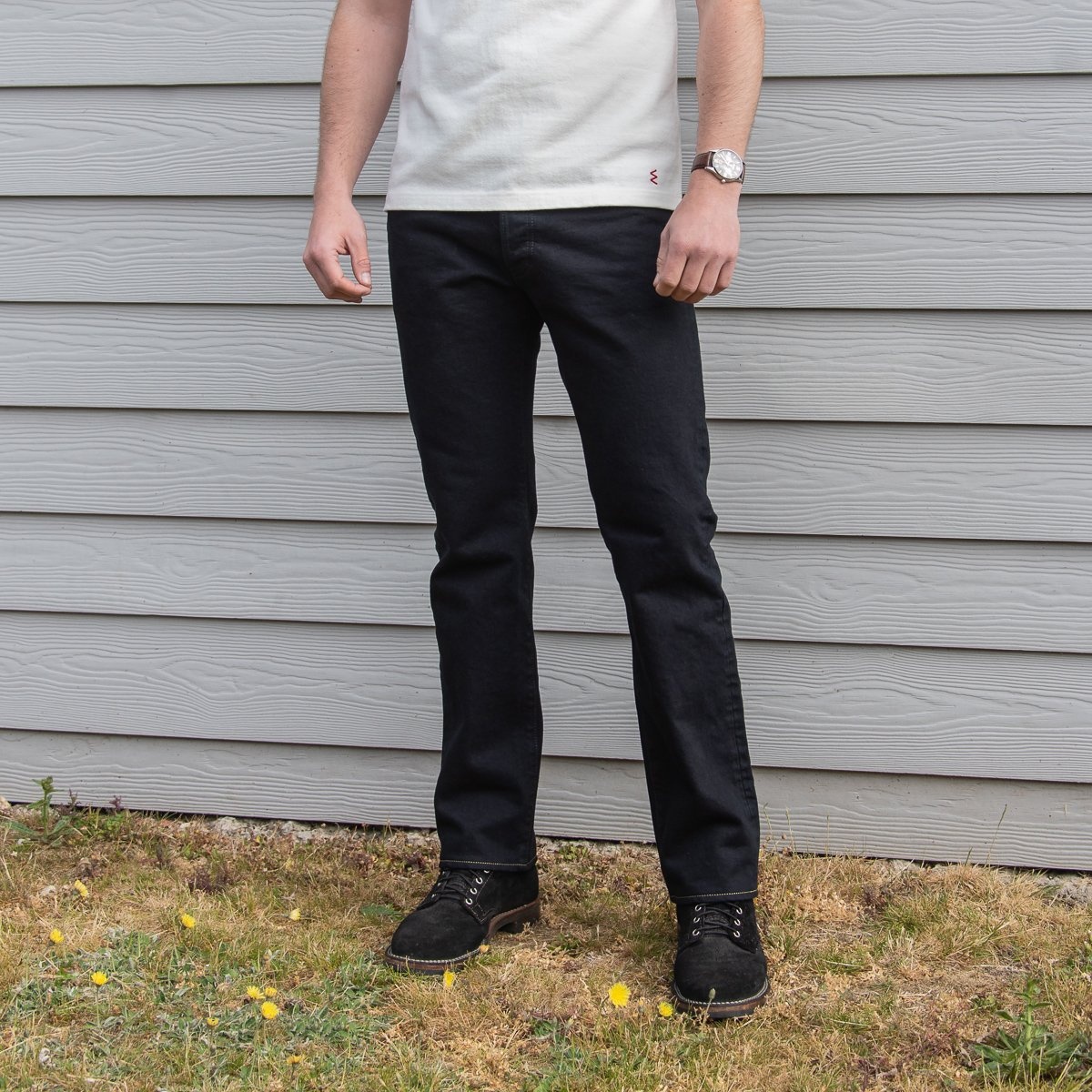 IH-634S-142od 14oz Selvedge Denim Straight Cut Jeans - Indigo Overdyed Black - 4