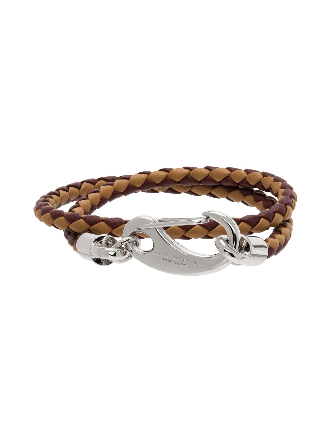 Brown Double Wrap Braided Bracelet - 1