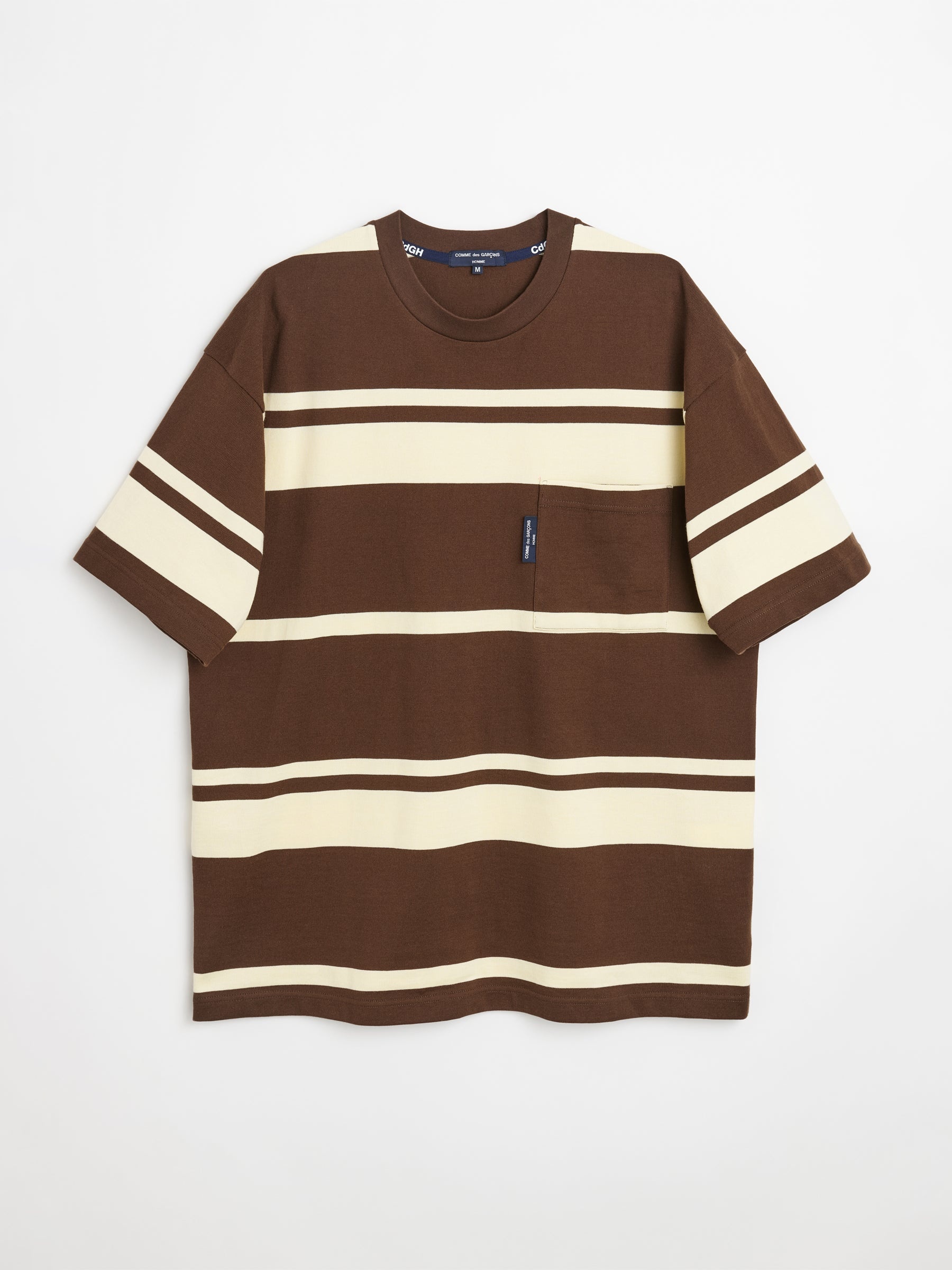 COMME DES GARÇONS HOMME STRIPED T-SHIRT BROWN / CREAM - 1