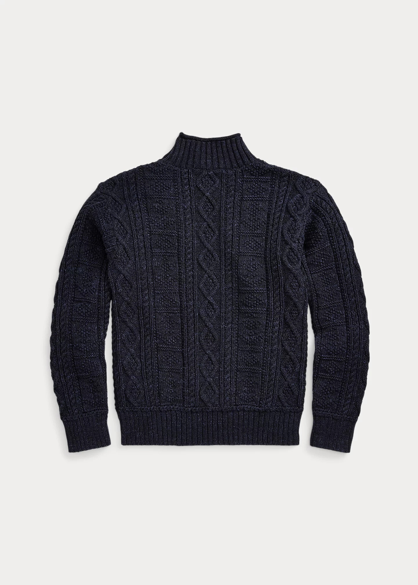 Aran-Knit Cotton Mockneck Sweater - 2