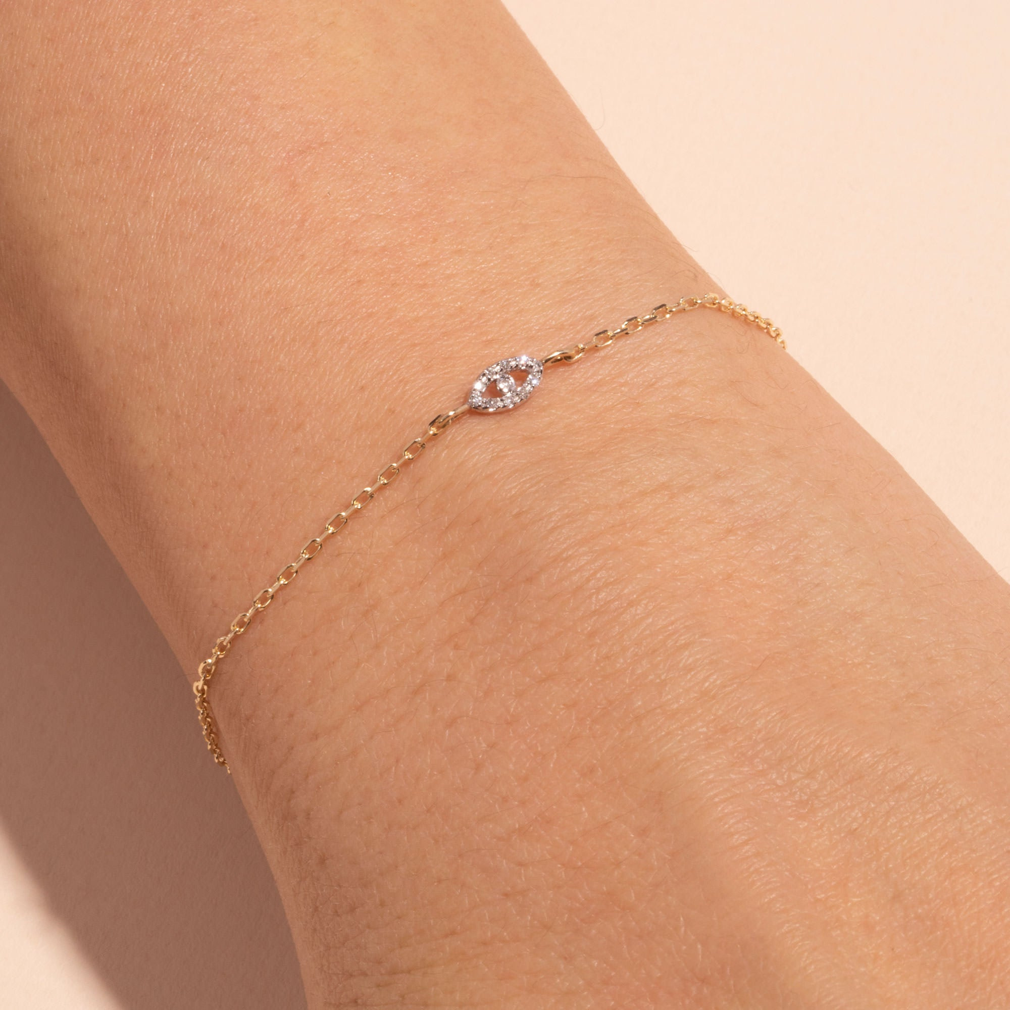 Teeny Diamond Evil Eye Bracelet - 2