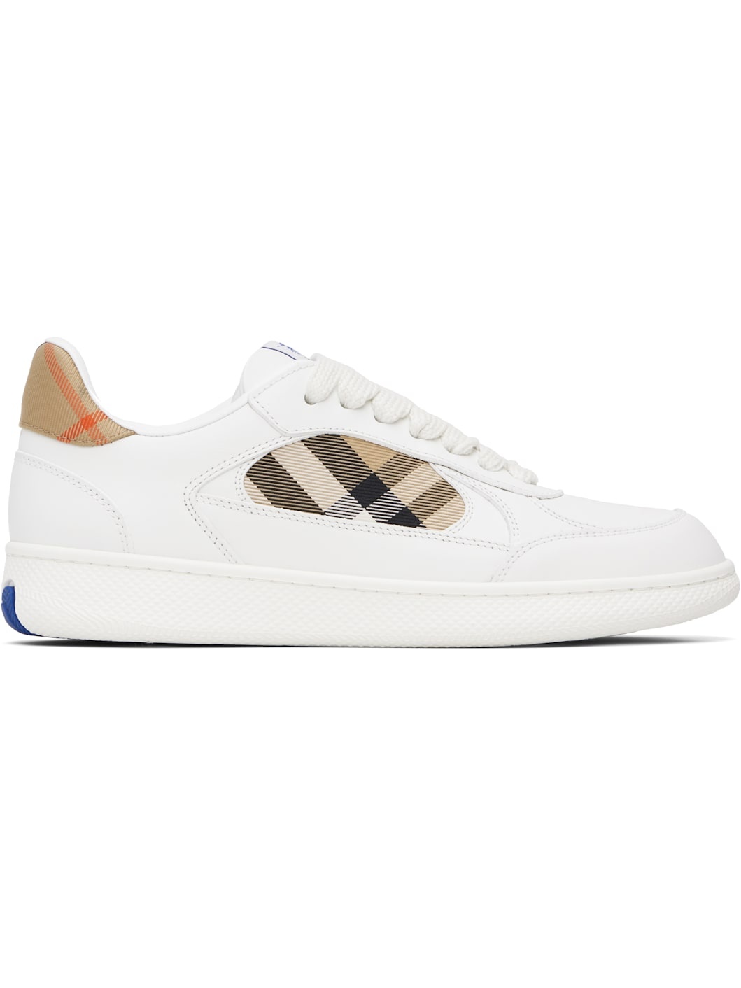 White Leather & Check Terrace Sneakers​ - 1