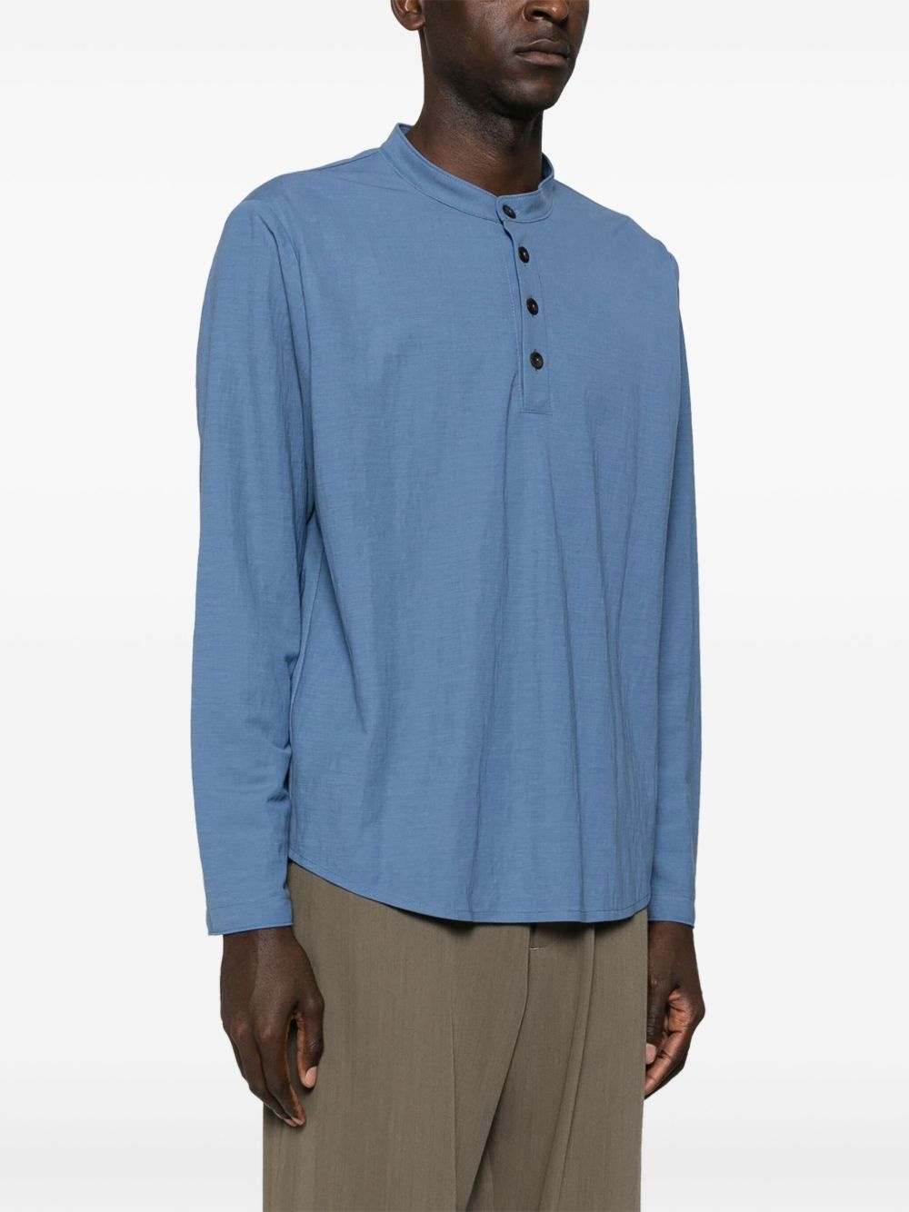band-collar polo shirt - 3
