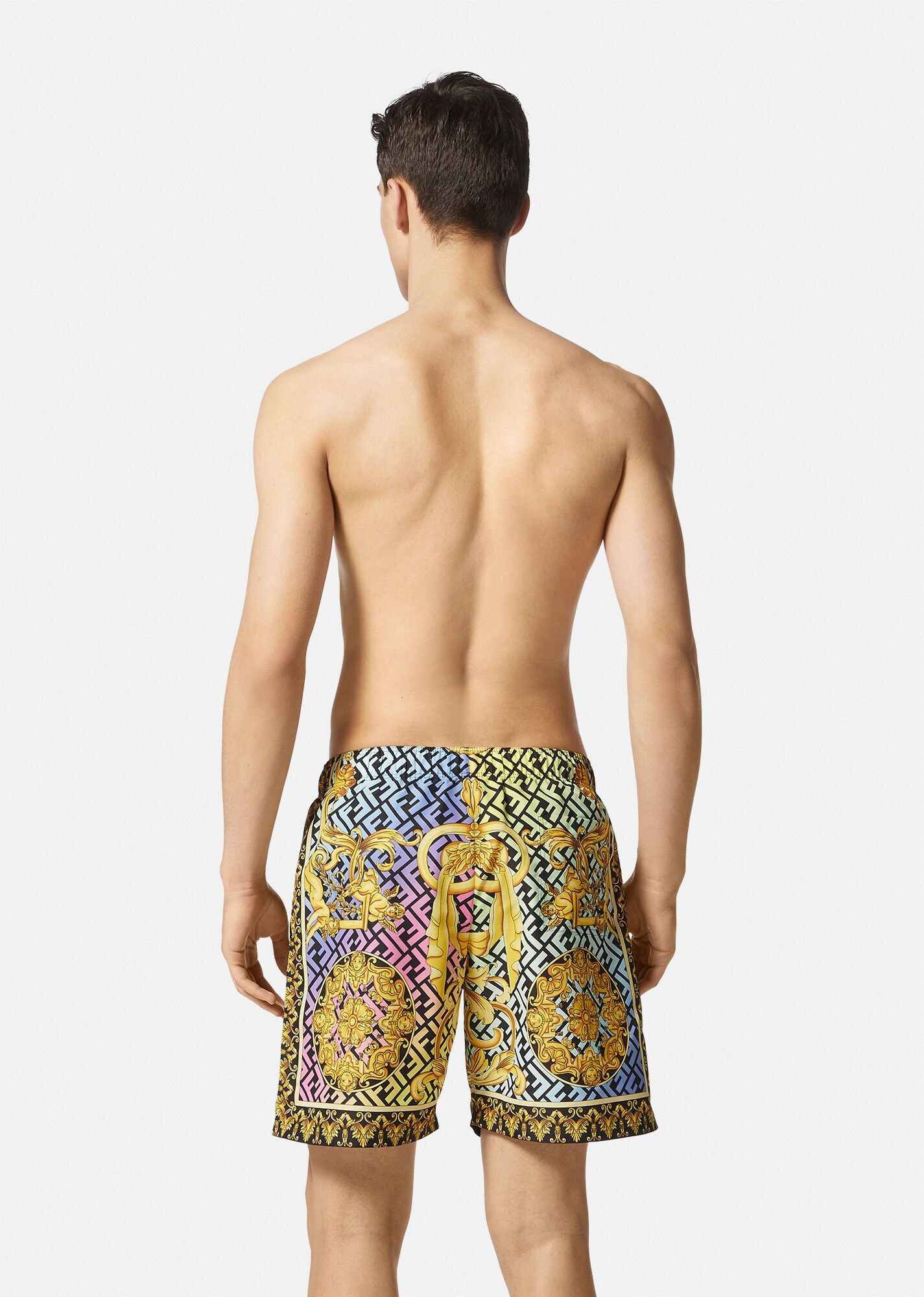 Fendace Gold Baroque Mid-Length Swim Shorts - 3
