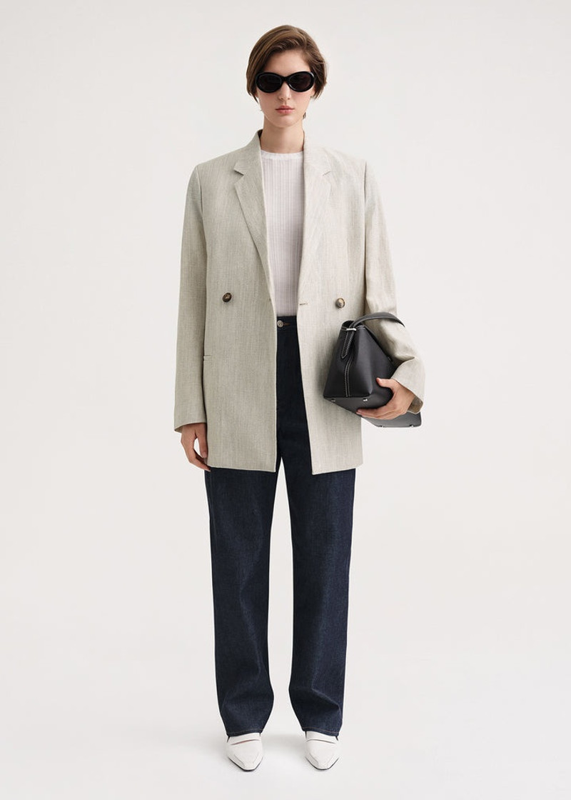 Totême Double-Breasted vent blazer mist mélange outlook