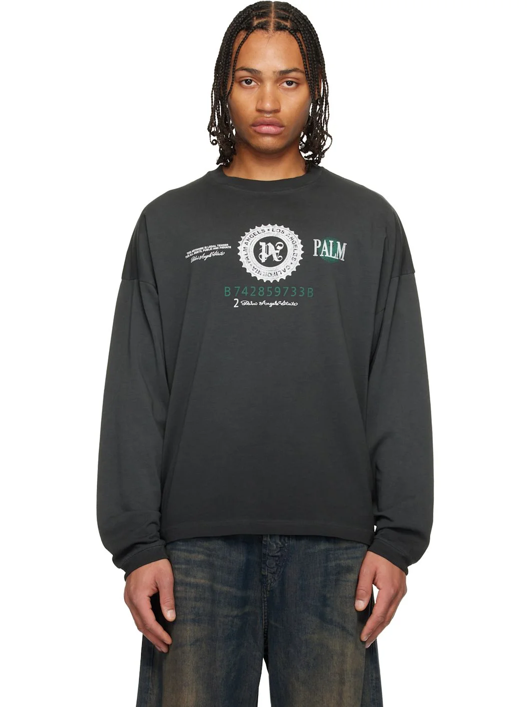 Black Dollar Graphic Long Sleeve T-shirt - 1