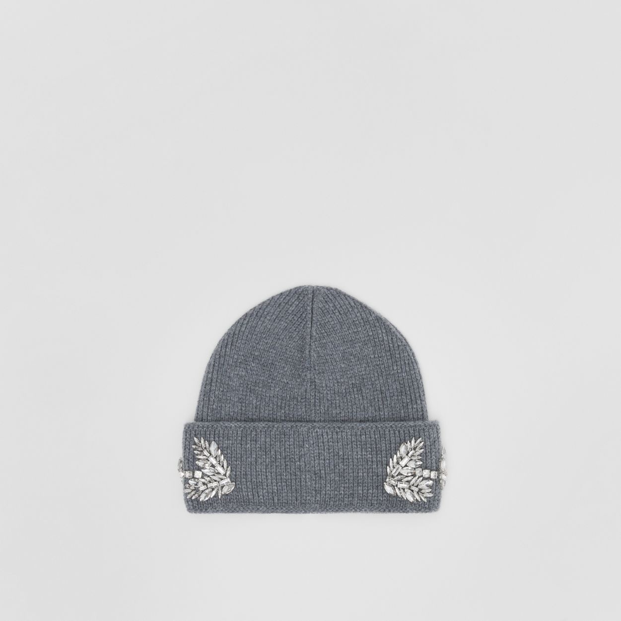 Crystal Oak Leaf Crest Wool Cashmere Beanie - 5