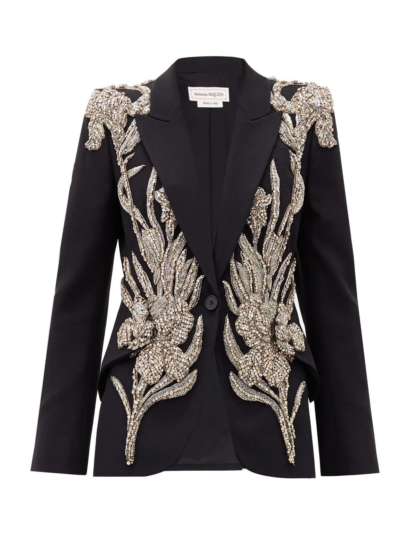 Crystal-embellished leaf-crepe jacket - 1