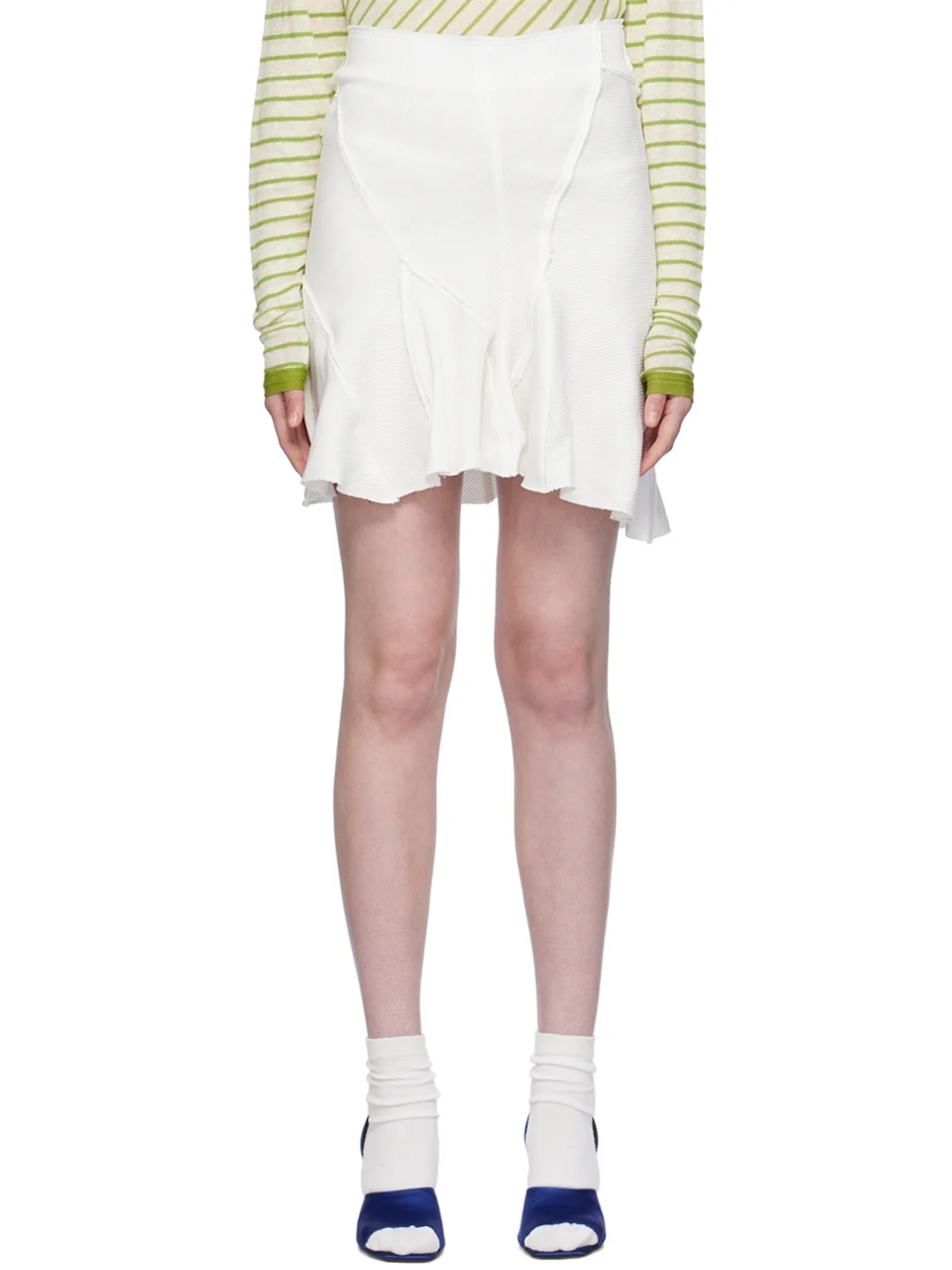 White Asymmetric Miniskirt - 1