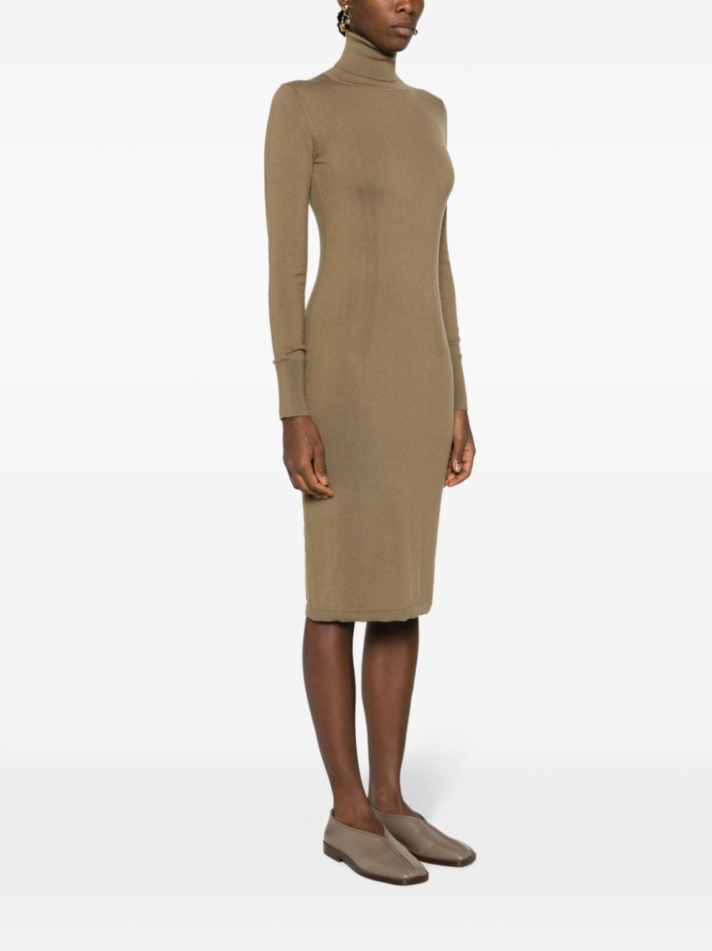 roll-neck knitted midi dress - 3