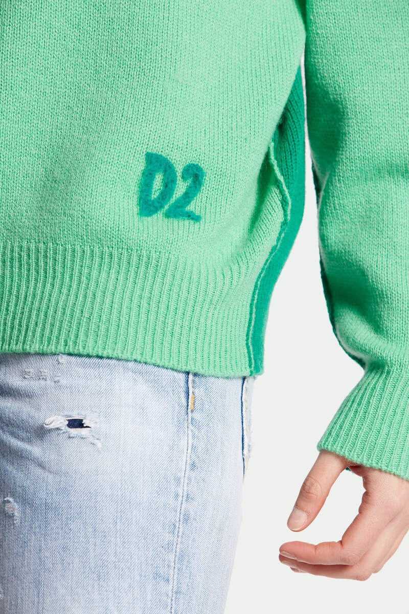 CONTRAST COLOR TURTLENECK KNIT - 5