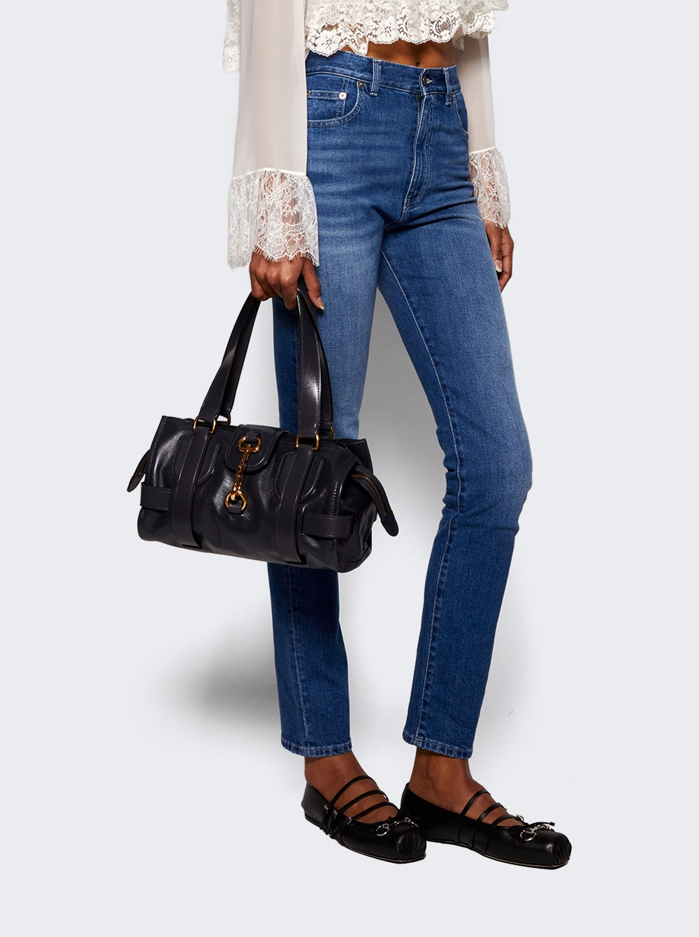 Kerala 25 Handbag In Soft Leather Black Navy - 2