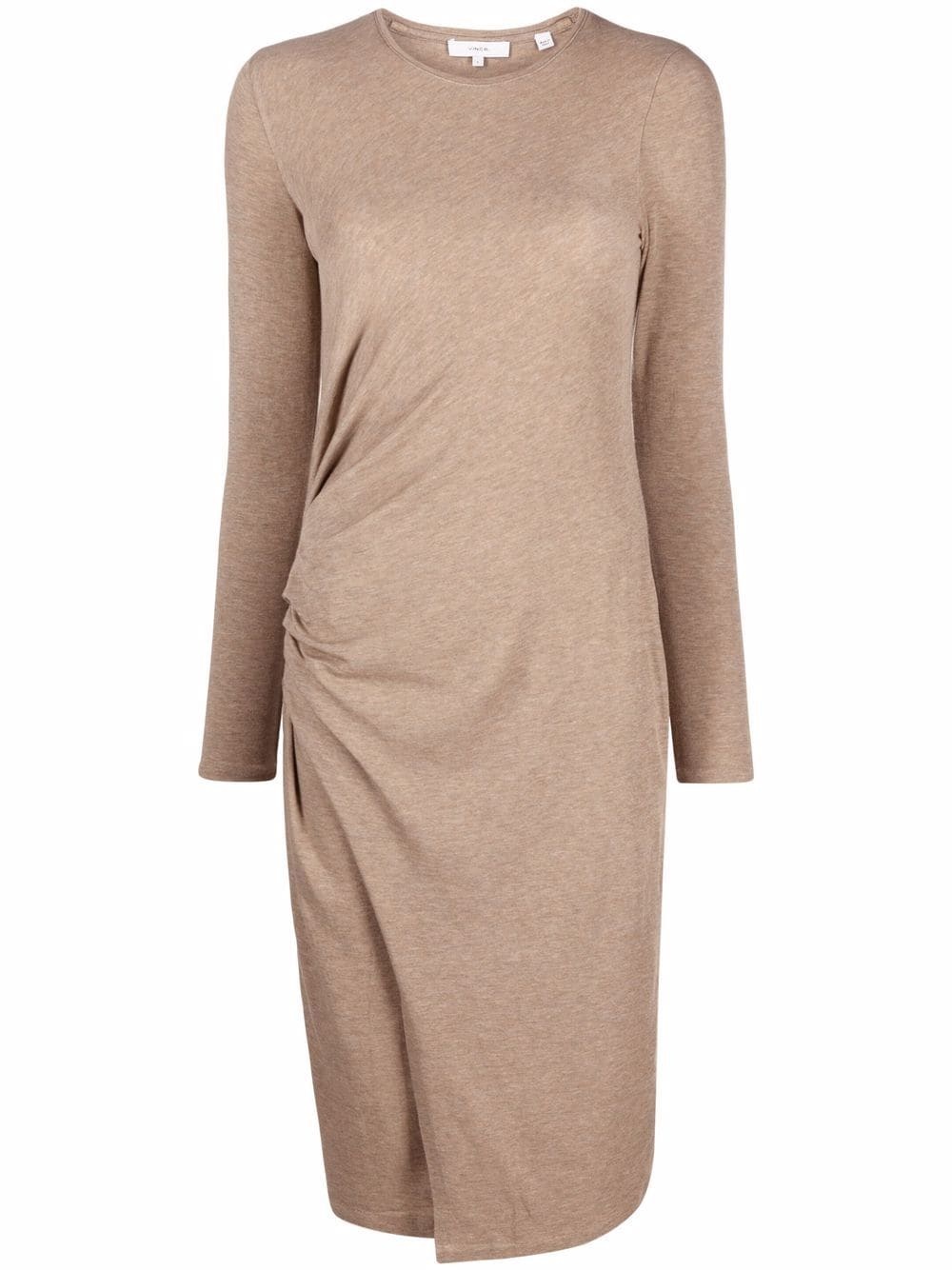 gathered long sleeve midi dress - 1