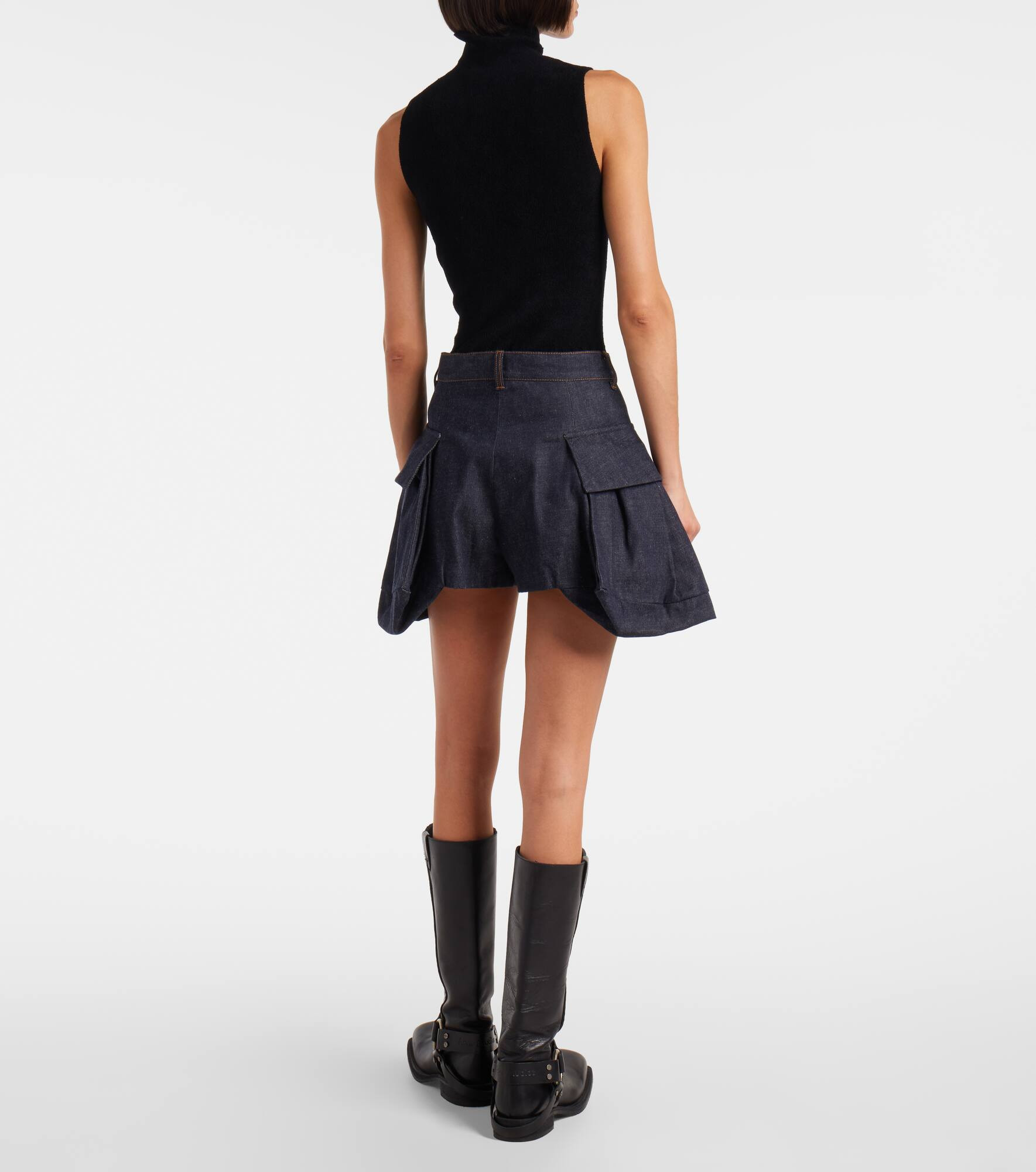 High-rise denim shorts - 3