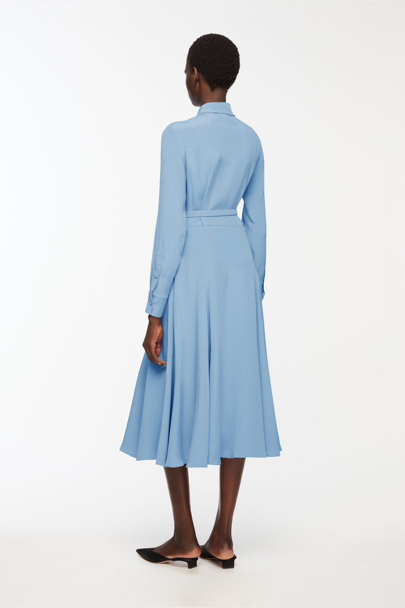 EMILIA WICKSTEAD Riko Dress In Cloudy Blue Silk Crepe De Chine outlook