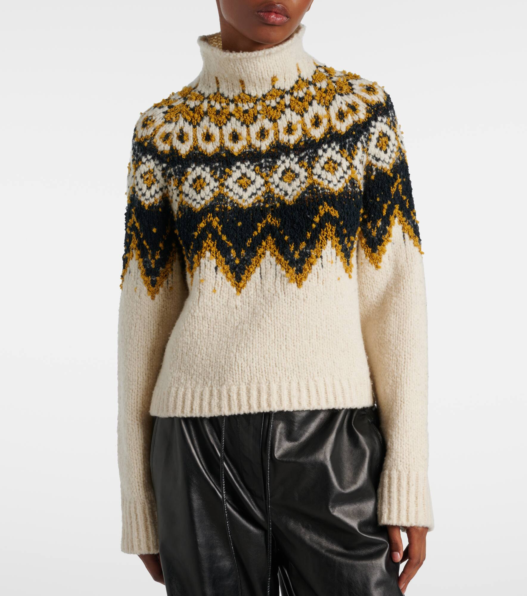 Lizzy fair isle cotton turtleneck sweater - 6