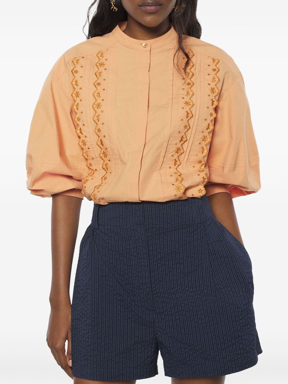 embroidered long-sleeved shirt - 4