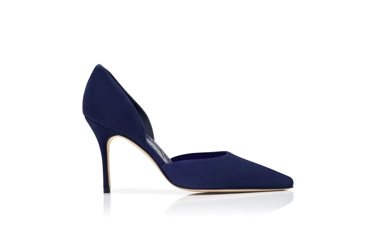 Navy Blue Suede D'Orsay Pumps - 1