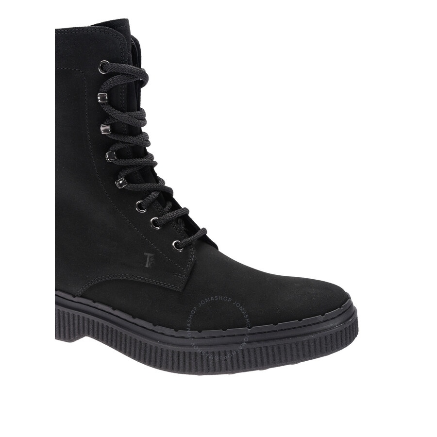 Tods Men's Black Suede Lace-Up Stivaletto Gomma Ankle Boots - 4