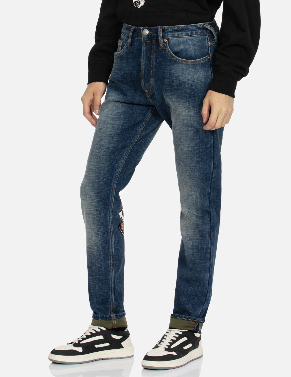 Godhead and Oil Barrel-Pattern Daicock Print Carrot Fit Jeans #2017 - 8