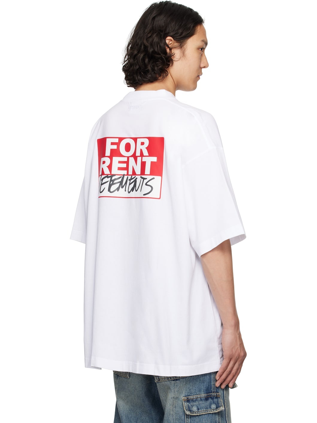 White 'For Rent' Oversized T-shirt - 3