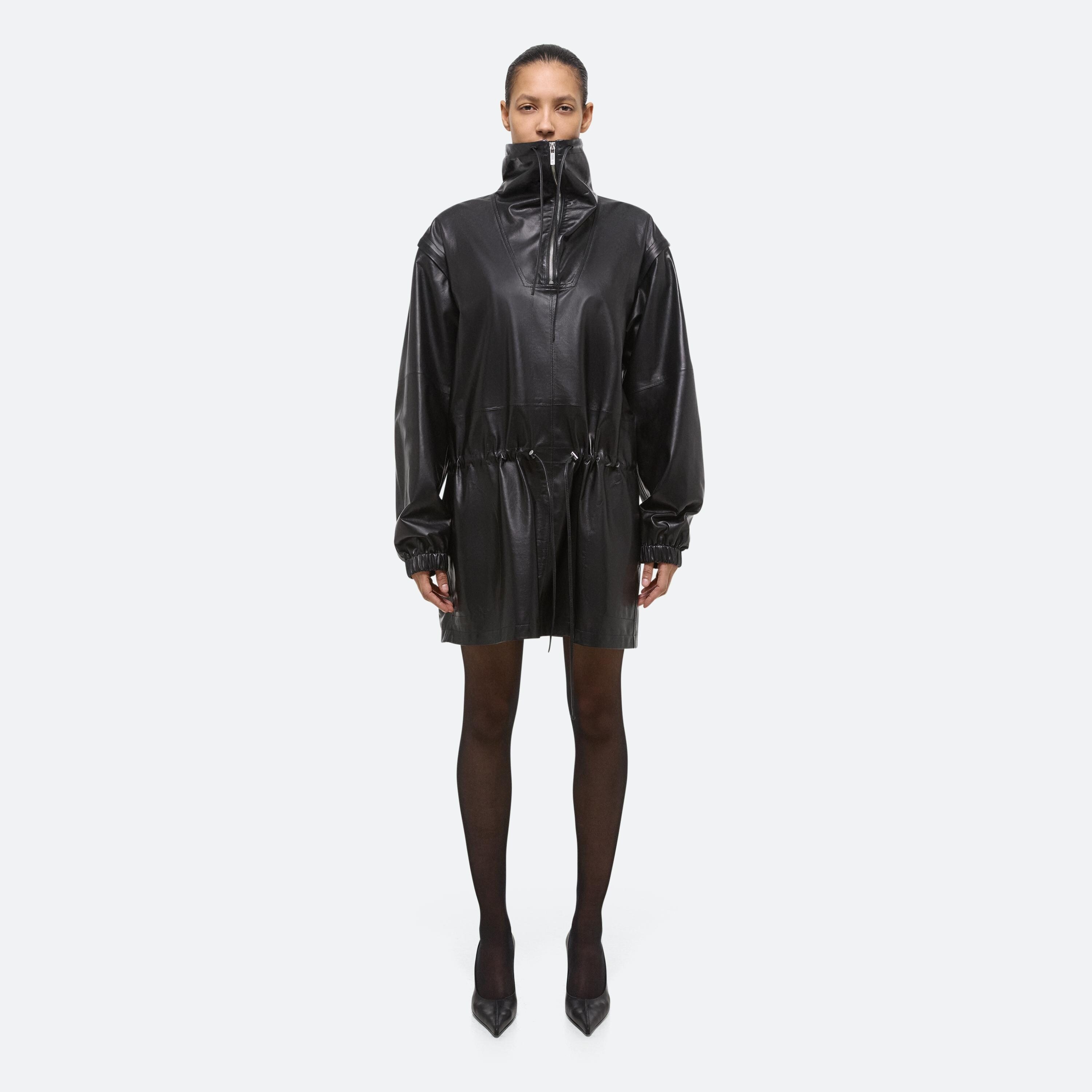 LEATHER GUSSET DRESS - 3