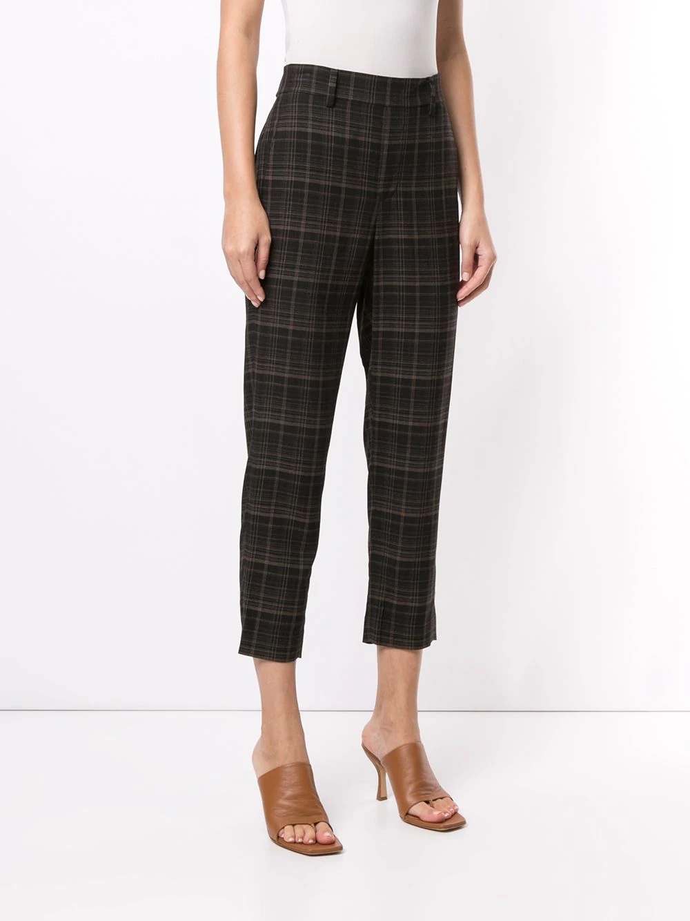 plaid print pull-on trousers - 3