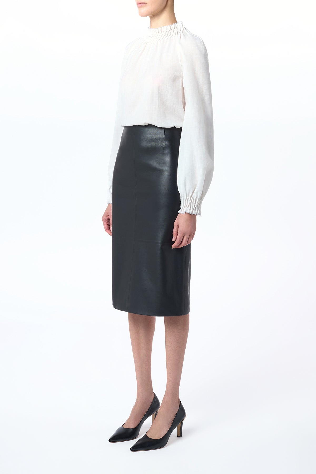 Magnolia Top in Ivory Wool Cashmere Voile - 3