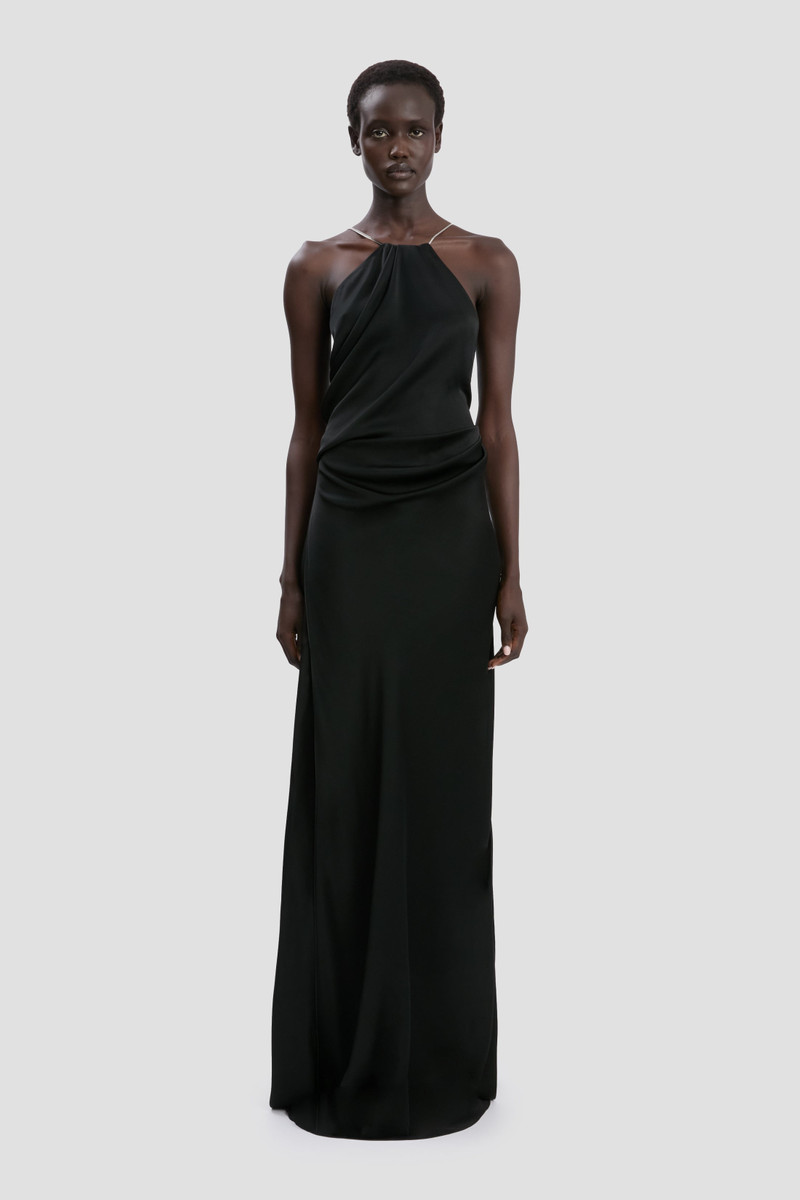 Victoria Beckham Chain Halter Gown In Black outlook