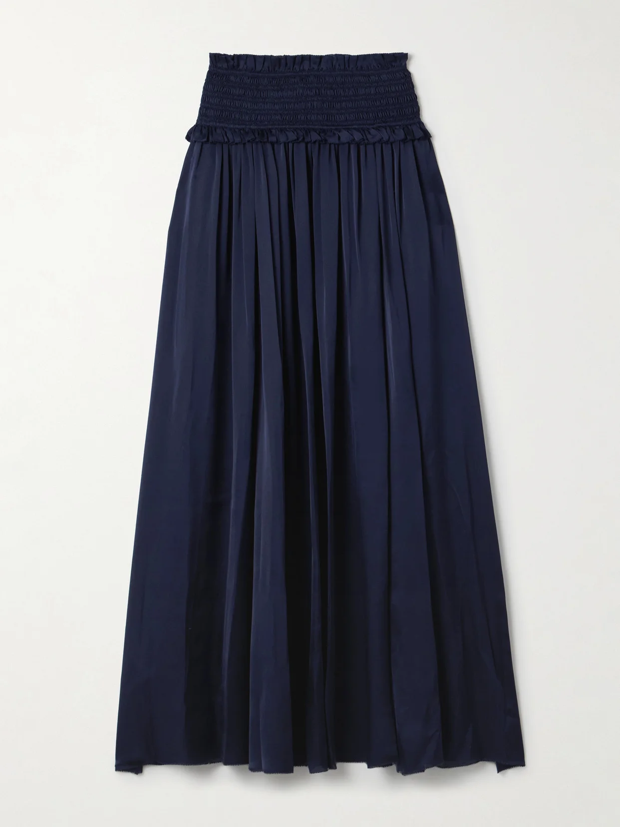 Dream Ruffled Shirred Silk-satin Maxi Skirt - 1